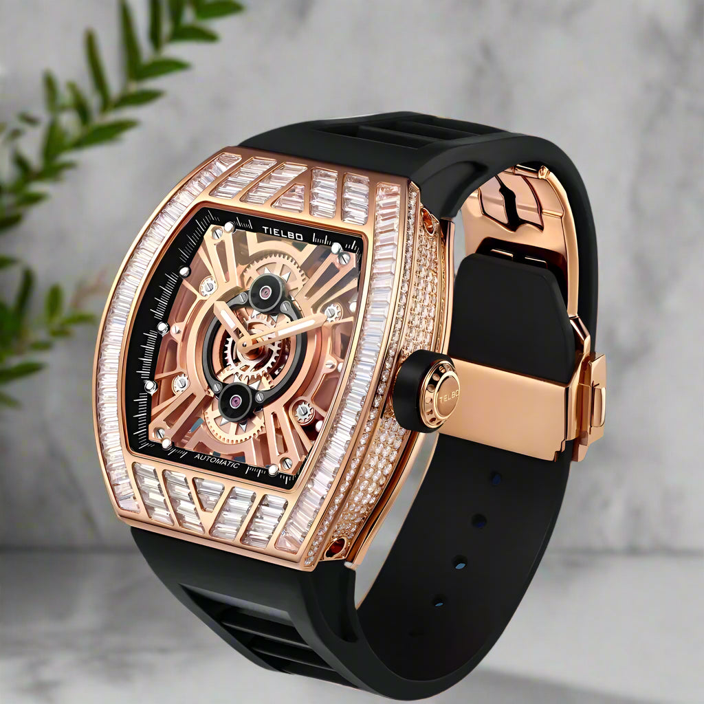 TIELBO sapphire luminous hands, crystal hollow design mechanical watch,m