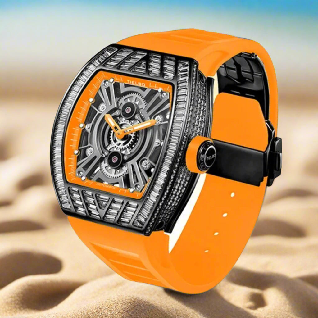 TIELBO sapphire luminous hands, crystal hollow design mechanical watch's