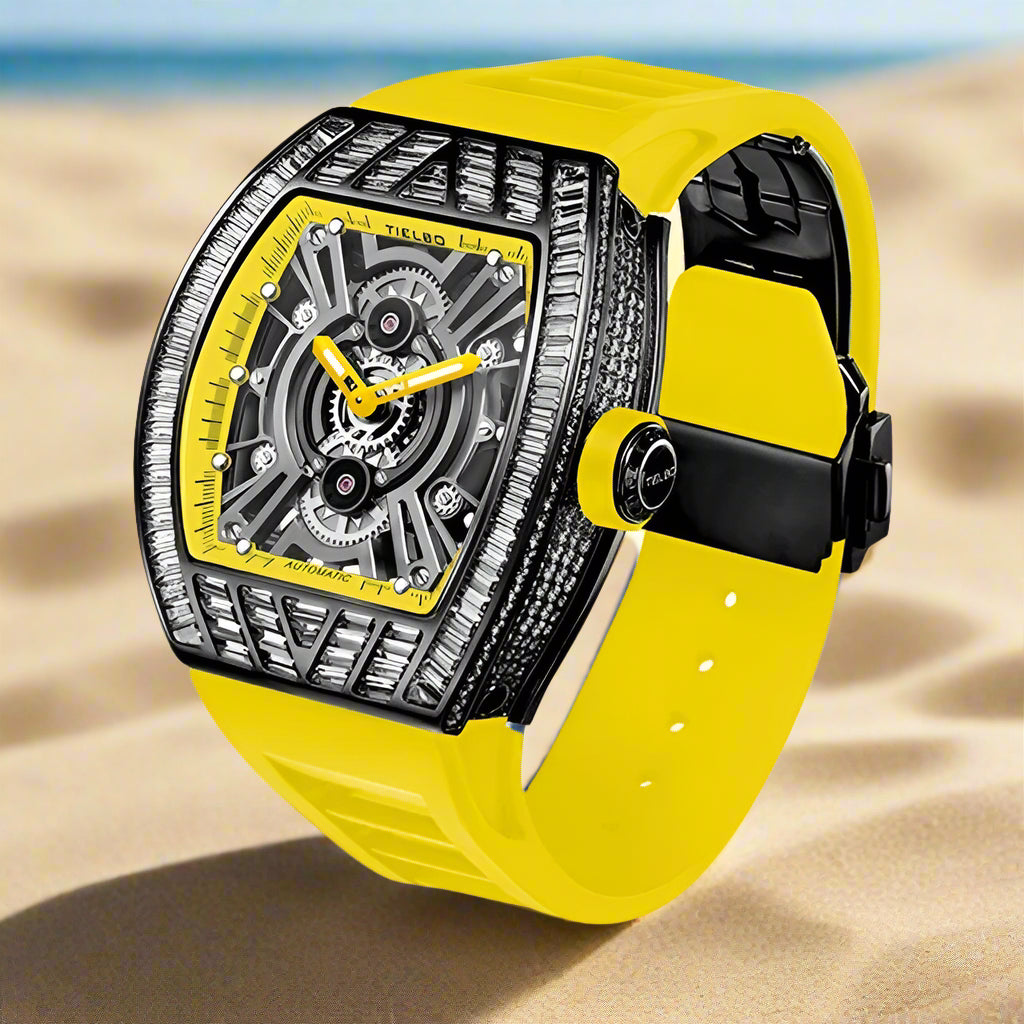 TIELBO sapphire luminous hands, crystal hollow design mechanical watch,tb