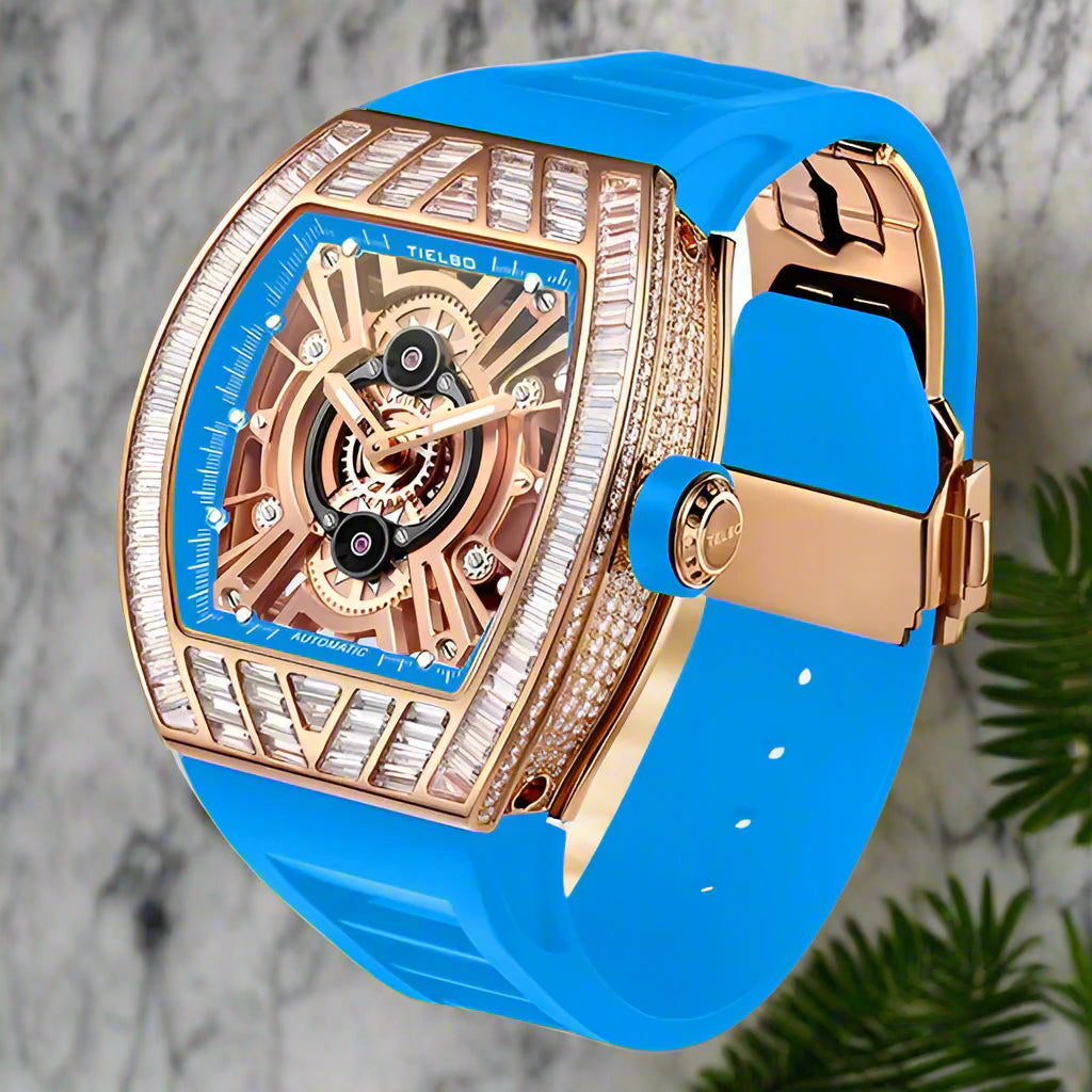 TIELBO sapphire luminous hands, crystal hollow design mechanical watch,fg