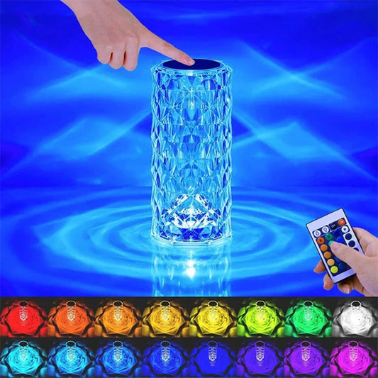 Touch led romantic crystal lamp – 16 color rose light for bedroom or decor